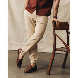 Taylor Stitch Mens Après Pant S Natural Sashiko Textured Joggers Organic Cotton
